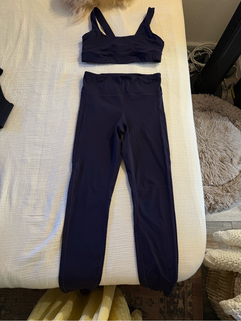 Vuori midnight purple stride Leggings with pockets with Matching Sports Bra.